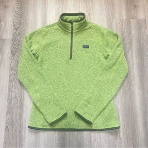 Patagonia Women’s Better Sweater 1/4 Zip Lime Green Fleece Pullover Size Small